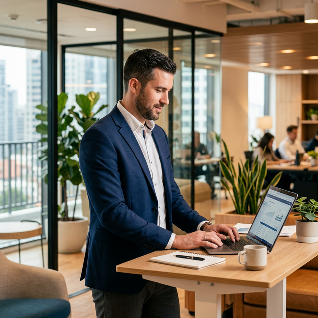 Business team collaborating with AI technology