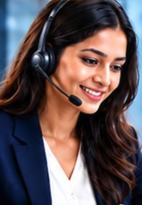 Remote customer service professional wearing a headset