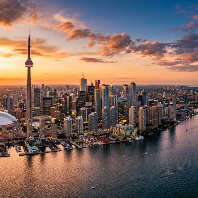 Toronto skyline at sunset